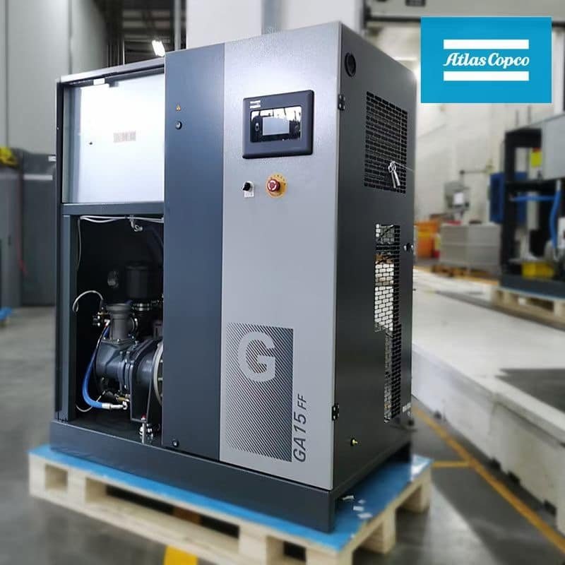GA15-GA22 Atlas Copco Rotary Screw Air Compressors (Oil Injected) 7 GA15FF Atlas Copco Air Compressors - China Distribution Network CPMC