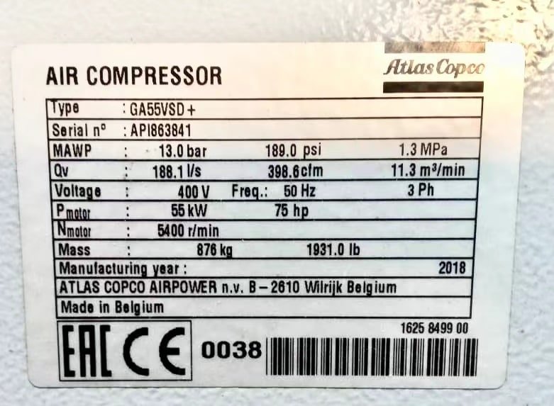 阿特拉斯 喷油空压机 GA37 VSD+(+)/GA45 VSD+/GA55 VSD+/GA75 VSD+ 配件目录 6 Original Parts China Top Supplier for Atlas Copco GA55VSD+