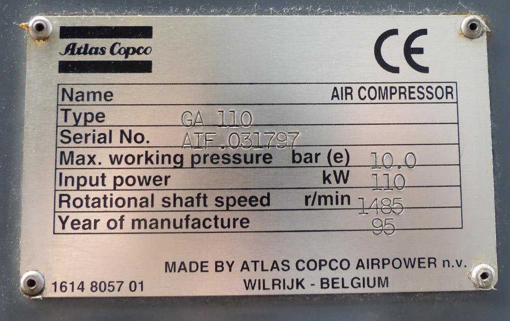 原装阿特拉斯 GA110/GA110+ 配件目录 供应商 2022 10 Atlas Copco GA110 spare parts